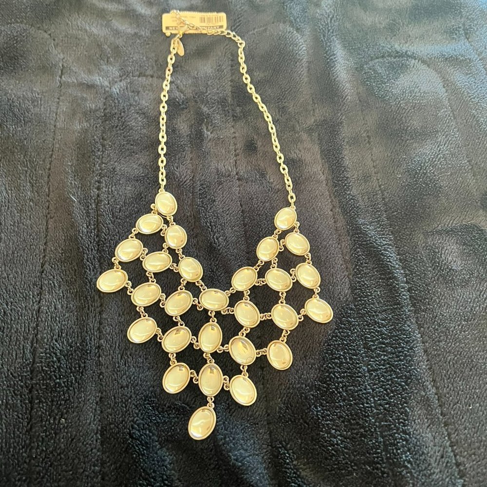 New York & Co - Silver - Faux Crystal Bib Statement Necklace